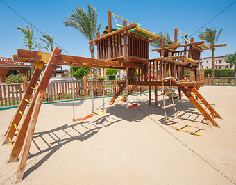 Childrens climbing frame in park