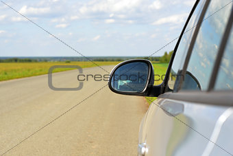 View on car mirror