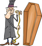 undertaker with coffin cartoon illustration