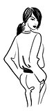 sketch of back of young woman