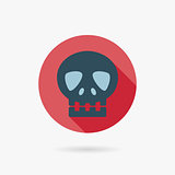 skull Flat style Icon with long shadows