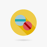 Pills Flat style Icon with long shadows