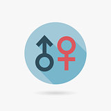 Gender symbol Flat style Icon with long shadows