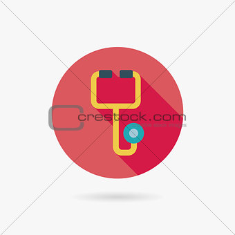 stethoscope Flat style Icon with long shadows