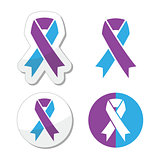 Purple and blue ribbon - pediatric strokes awareness
