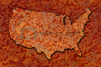 Rusted corroded metal map of the United States seamlessly tileab