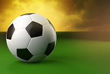 3d soccer ball on green and yellow background 