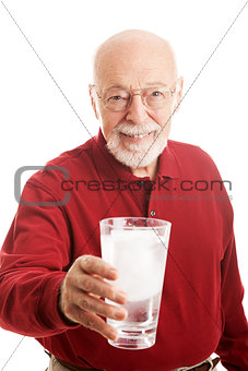 Senior Man Glass Water