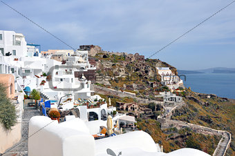 village of oia on greek santorini island, greece