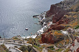 bay on volcanic greek island santorini, greece
