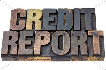 credit report in wood type