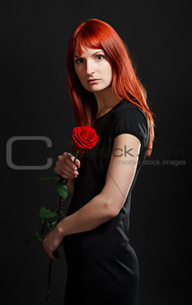 Woman With Red Rose