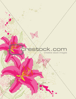 Abstract background with red flowers