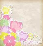 Background with pink and yellow flowers