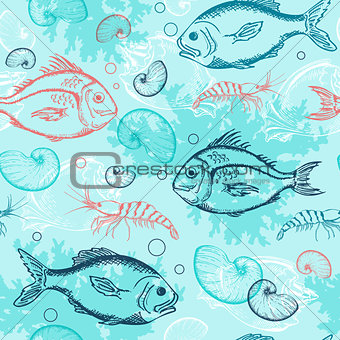 Pattern with tropical fishes