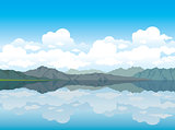 Nature vector - mountains and lake.