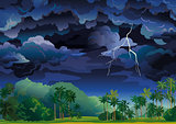 Tropical stormy landscape.