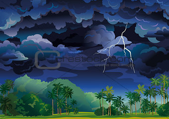 Tropical stormy landscape.