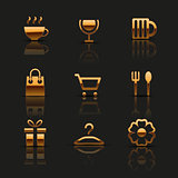 Golden web icons set