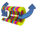 3d colorful abstract cut pipe and arrows