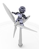 Robot with wind turbine