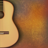 abstract grunge music background with guitar on brown
