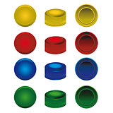 four colors plastic caps from pet bottles