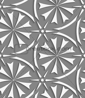 White geometrical flowers and stars seamless pattern