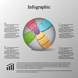 Modern infographic template with sphere on color