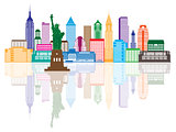New York City Skyline Color Illustration