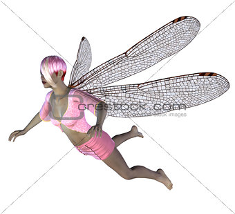 Fairy with pink dragonfly wings