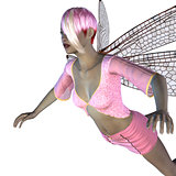 Fairy with pink dragonfly wings