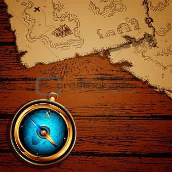 marine theme, compass and old map
