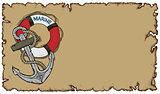 marine theme, old parchment with anchor