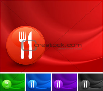 Utensil Icon on Multi Colored Abstract Wave Background