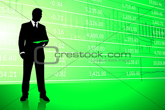 Businessman on Stock Market Background