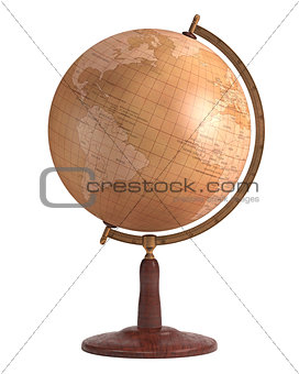 Antique Globe Over White