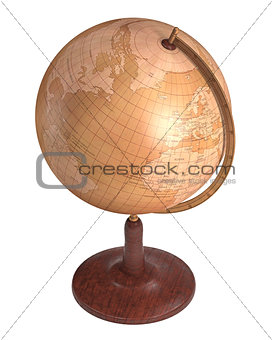Antique Globe Over White