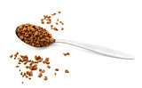 Teaspoon of instant coffee, some granules spilled 
