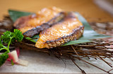 Japanese style teppanyaki roasted cod fish 