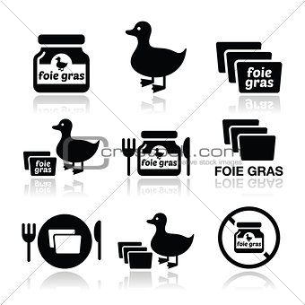 Foie gras, duck or goose icons set