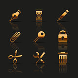 Golden web icons set