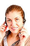 portrait of a young and beautiful girl with headset