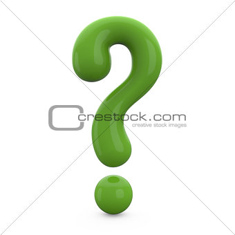 green 3d question mark isolated on white background