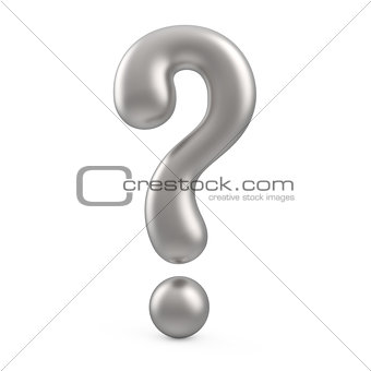 silver 3d question mark isolated on white background
