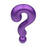 violet 3d question mark isolated on white background