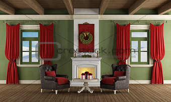 Classic room with christmas decoration