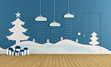 Playroom with christmas decoration 