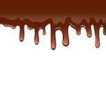 Melted chocolate syrupy drips isolated on white background, swee