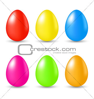 Easter set paschal eggs isolated on white background